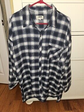 CiSono Navy and White Plaid Button-Down Shirt